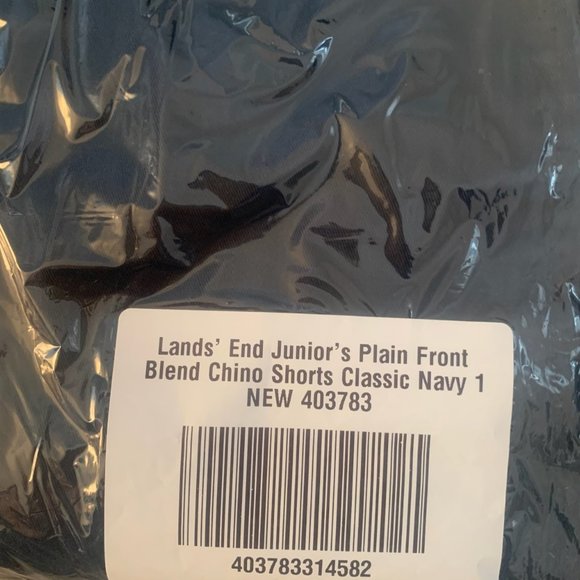 NWT LANDS' END JUNIOR'S PLAIN FRONT BLEND CHINO SHORTS CLASSIC NAVY 1 - Picture 6 of 7